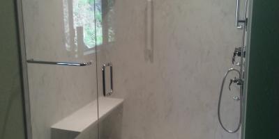 3/8 framless shower door with radius corner detail
