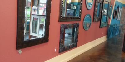 Framed mirrors in our showroom